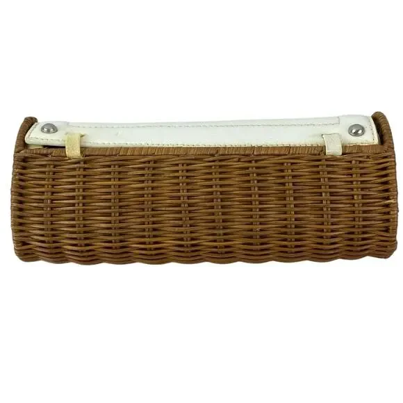 Michael Kors Santorini Wicker Rattan Leather Trim Clutch Purse Pouch Wristlet OS - Picture 2 of 7